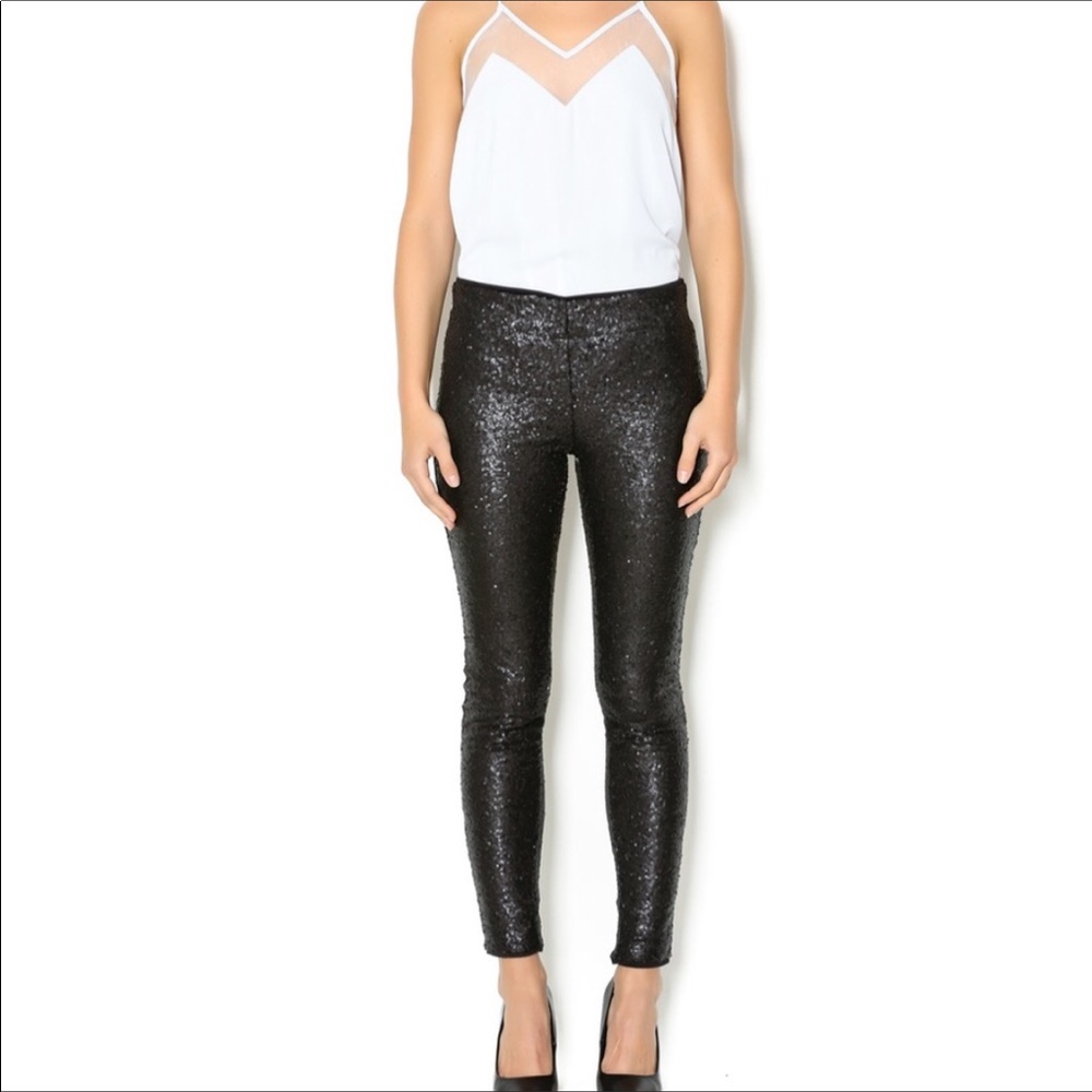NWT May & July black sequin pants Large